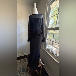 Joseph Ribkoff Vintage Bustier Top Dress Mesh 2-Piece Full Length Skirt Goth 90s